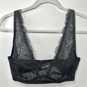 Victoria's Secret Dream Angels Inlined Plunge Black Lace Bra 38DD
